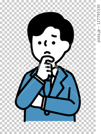悩んでいる表情とポーズの男性のベクターイラスト 127795330