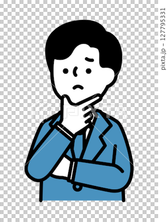 向量圖的一名男子帶著困擾的表情和姿勢 127795331