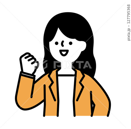 ガッツポーズをする笑顔のビジネスパーソンの女性のベクターイラスト ガッツポーズをする笑顔のビジネスパーソンの女性のベクターイラスト 127795368