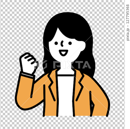ガッツポーズをする笑顔のビジネスパーソンの女性のベクターイラスト ガッツポーズをする笑顔のビジネスパーソンの女性のベクターイラスト 127795368