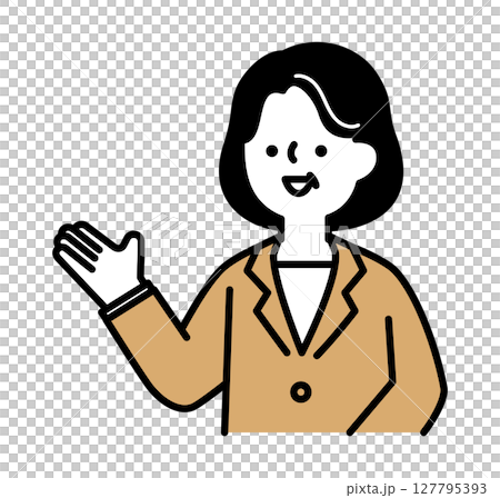 Vector illustration of middle-aged and senior women in suits talking with a smile 127795393
