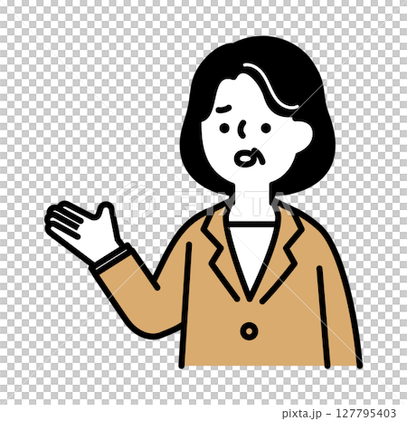 Vector illustration of a middle-aged and senior woman in a suit who is worried Vector illustration of a middle-aged and senior woman in a suit who is worried 127795403