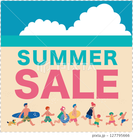 Illustration of people enjoying summer Summer sale banner 127795666