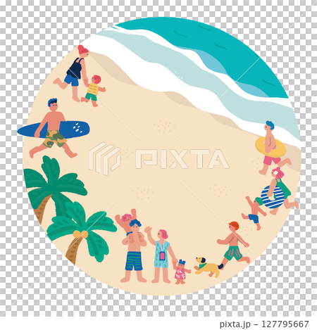 人們享受夏天的插圖 127795667