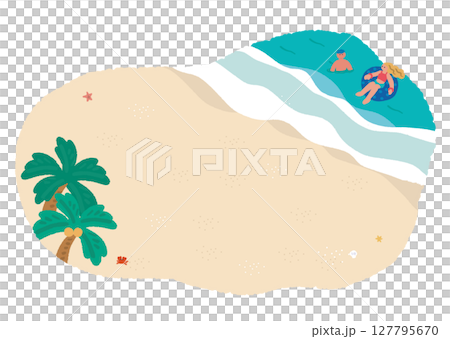 海邊和人們享受夏日的橫向構圖插圖 127795670