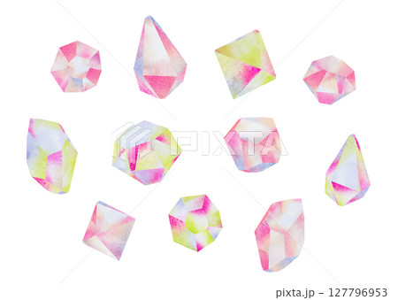 ネオンカラーの宝石セット 水彩画 127796953