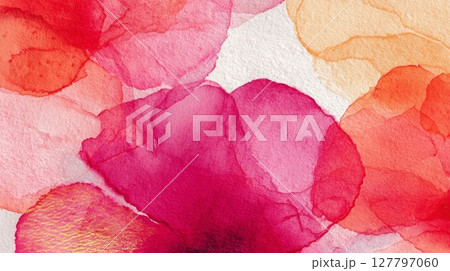 ピンクの水彩にじみ 127797060