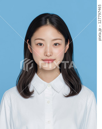 若い日本人女性の証明写真風ポートレート（生成AI画像） 127797465