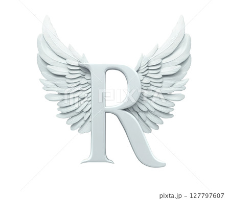 White letter R with wings soaring through the sky 127797607