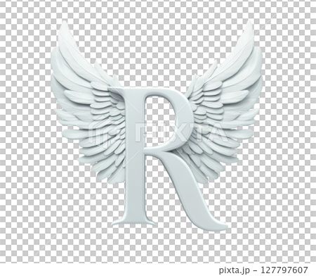 White letter R with wings soaring through the sky 127797607