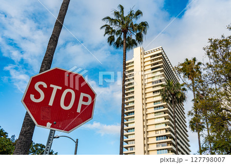 アメリカ ロサンゼルスのハリウッドの街並み アメリカ ロサンゼルスのハリウッドの街並み 127798007