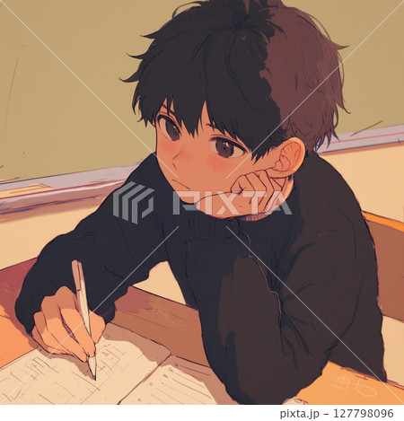 真剣な顔で勉強している学生 127798096