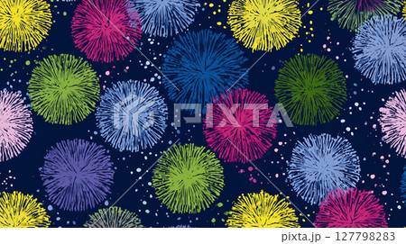 ポップでカラフルな花火パターン 127798283