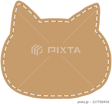 茶色ねこ型のふきだし素材 茶色ねこ型のふきだし素材 127798458