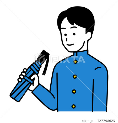 折り畳み傘を持つ男子学生 127798623