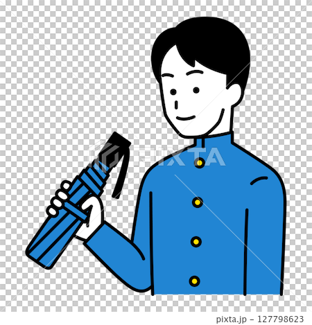 折り畳み傘を持つ男子学生 127798623