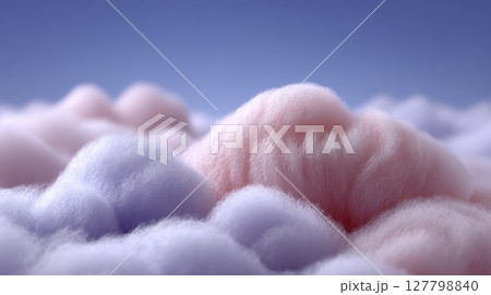 Fluffy pastel cloud slime soft texture close up macro pink purple 127798840