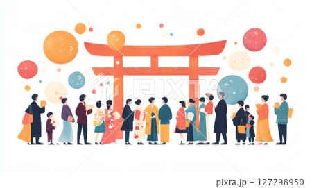 観光を楽しむ人々のイラスト 127798950