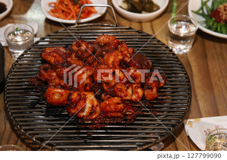 Korean Spicy Food. Spicy Grilled Octopus Korean Spicy Food. Spicy Grilled Octopus 127799090