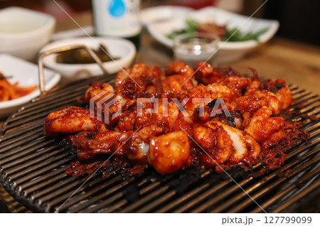 Korean Spicy Food. Spicy Grilled Octopus 127799099