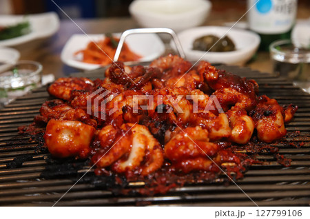 Korean Spicy Food. Spicy Grilled Octopus 127799106