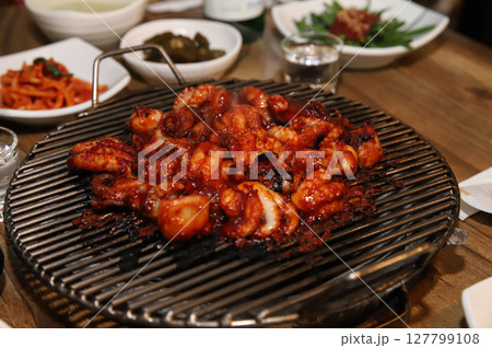 Korean Spicy Food. Spicy Grilled Octopus 127799108