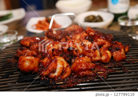 Korean Spicy Food. Spicy Grilled Octopus Korean Spicy Food. Spicy Grilled Octopus 127799110