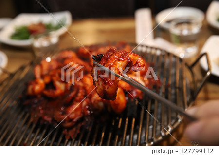 Korean Spicy Food. Spicy Grilled Octopus 127799112