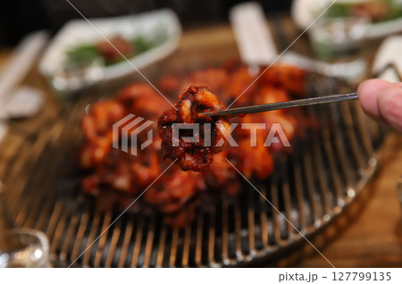 Korean Spicy Food. Spicy Grilled Octopus 127799135