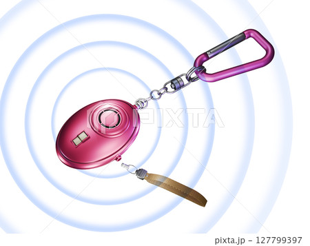 防犯イメージ （防犯ブザー／防犯アラーム）音波効果付き　透過素材 127799397