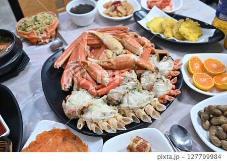 Korean seafood food. Korean steamed kingcrab 127799984