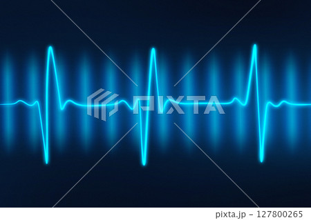 Blue heartbeat lines on dark blue background. Blue heartbeat lines on dark blue background. 127800265