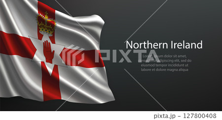 Northern Ireland national flag waving on dark background Northern Ireland national flag waving on dark background 127800408