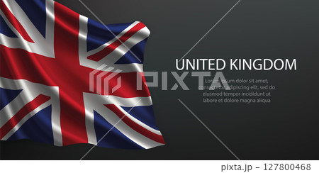 United Kingdom national flag waving on dark background 127800468