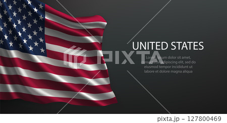 United States national flag waving on dark background 127800469