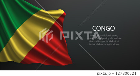 Congo national flag waving on dark background Congo national flag waving on dark background 127800521
