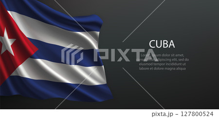 Cuba national flag waving on dark background 127800524