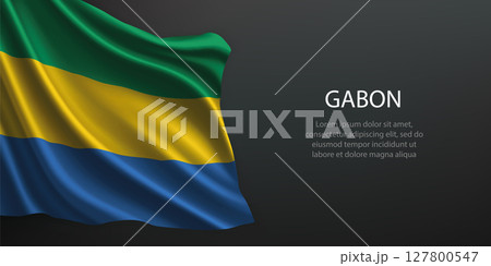 Gabon national flag waving on dark background Gabon national flag waving on dark background 127800547