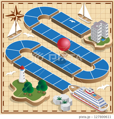 Traveling on a cruise ship. Isometric. Vector illustration. Traveling on a cruise ship. Isometric. Vector illustration. 127800611
