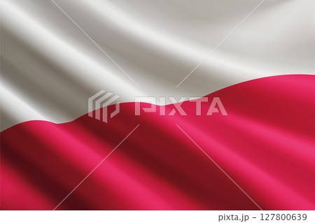 Poland flag waving in the wind, detailed silk texture 127800639