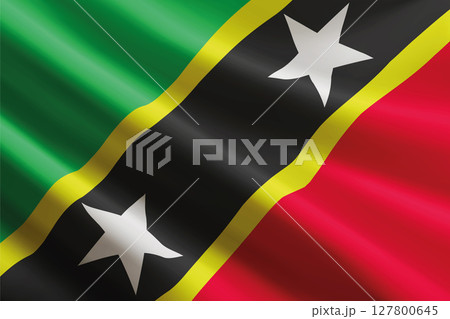 Saint Kitts and Nevis flag waving in the wind, detailed silk texture Saint Kitts and Nevis flag waving in the wind, detailed silk texture 127800645