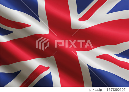 United Kingdom flag waving in the wind, detailed silk texture 127800695