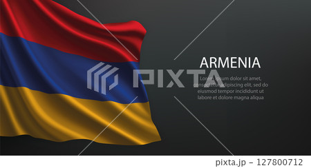 Armenia national flag waving on dark background 127800712