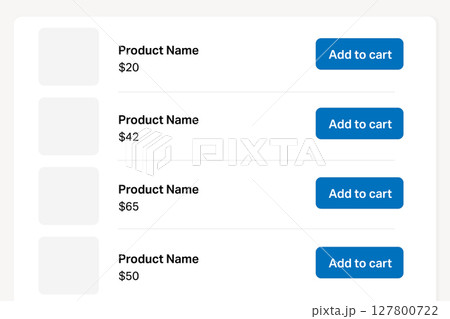 Mobile shopping interface with add to cart options 127800722