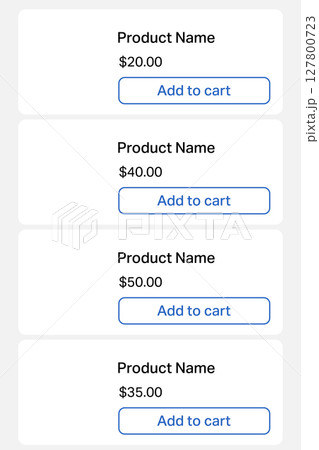 Mobile shopping interface with add to cart options 127800723