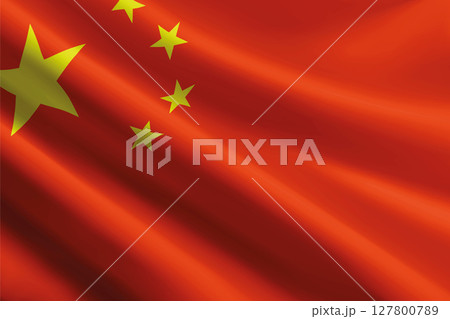China flag waving in the wind, detailed silk texture 127800789