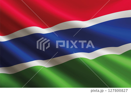 Gambia flag waving in the wind, detailed silk texture 127800827