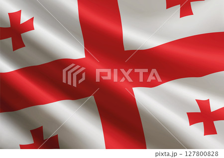 Georgia flag waving in the wind, detailed silk texture Georgia flag waving in the wind, detailed silk texture 127800828
