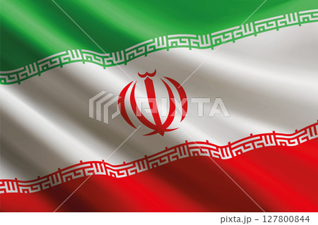 Iran flag waving in the wind, detailed silk texture 127800844