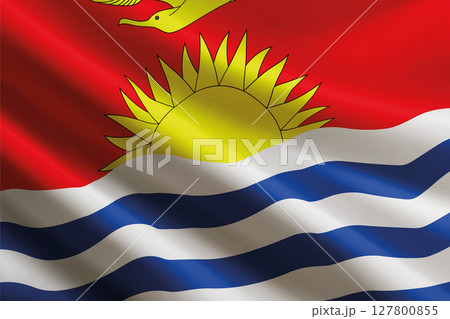 Kiribati flag waving in the wind, detailed silk texture Kiribati flag waving in the wind, detailed silk texture 127800855